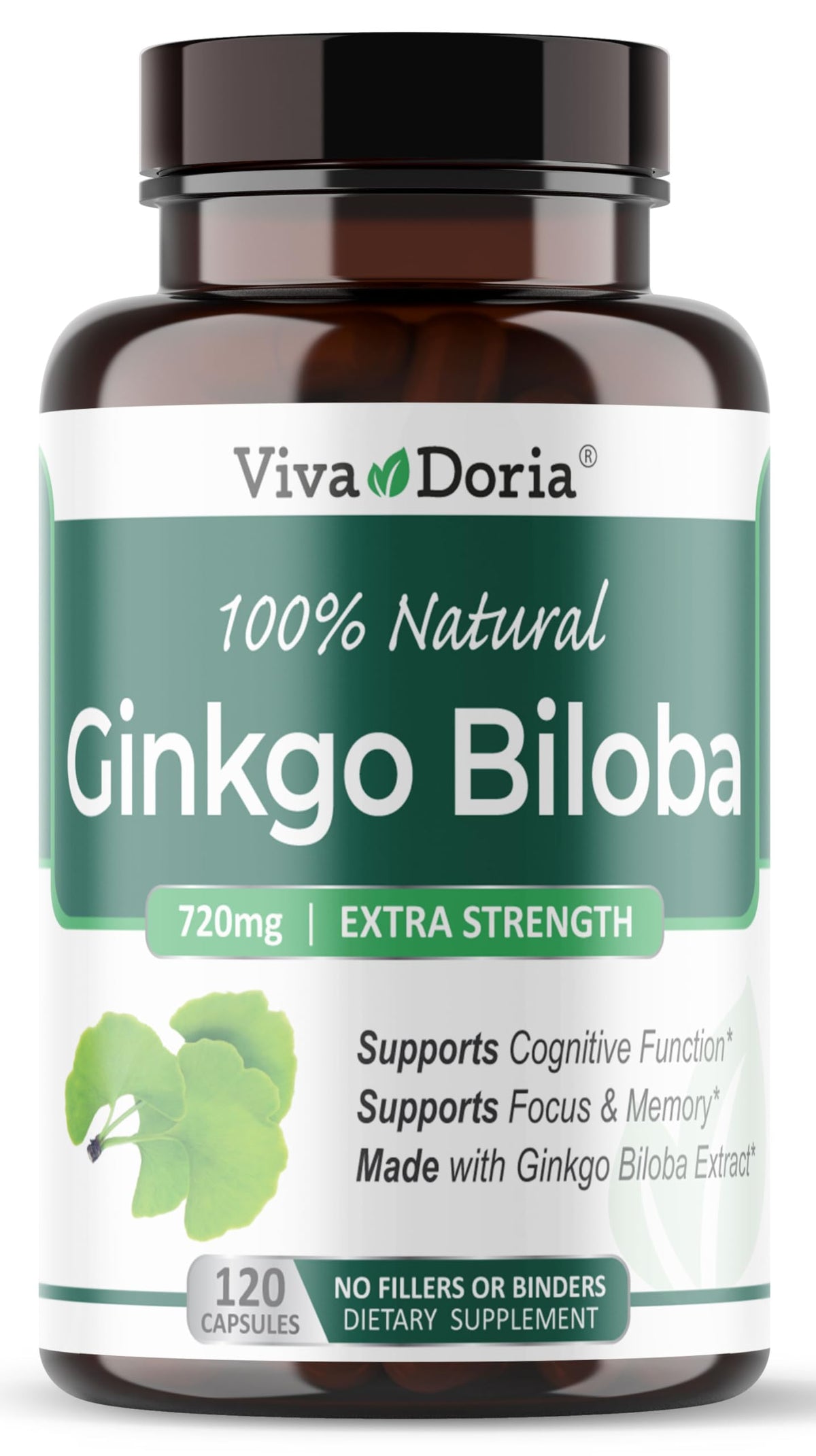 Viva Doria Ginkgo Biloba 720mg 120 capsules végétales vue de face