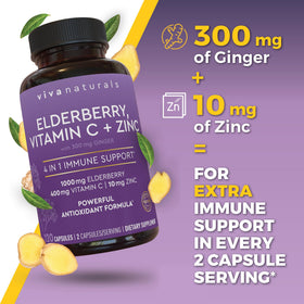 Viva Naturals Complément Alimentaire Sureau 120 Capsules avec des ingrédients naturels