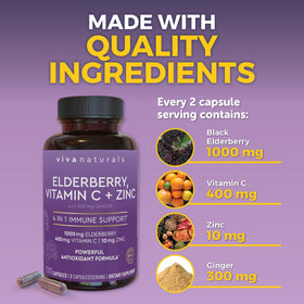 Viva Naturals Complément Alimentaire Sureau 120 Capsules vue de côté