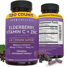 Viva Naturals Complément Alimentaire Sureau 120 Capsules vue de face