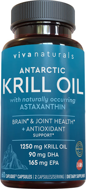 Viva Naturals Huile de Krill Antarctique 1250 mg, capsules à l'intérieur