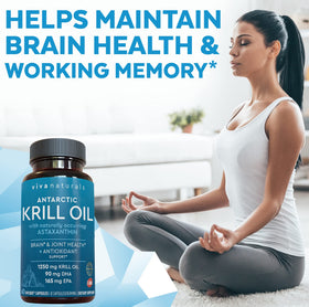 Viva Naturals Huile de Krill Antarctique 1250 mg, capsules sur une cuillère