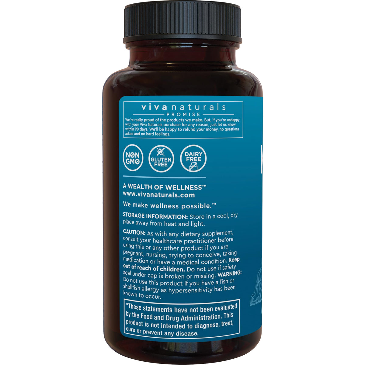 Viva Naturals Huile de Krill Antarctique 1250 mg, vue latérale de la boîte