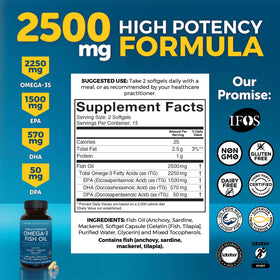 Viva Naturals Huile de Poisson Omega-3 2500 mg arrière