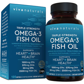 Viva Naturals Huile de Poisson Omega 3 2500 mg boîte avant