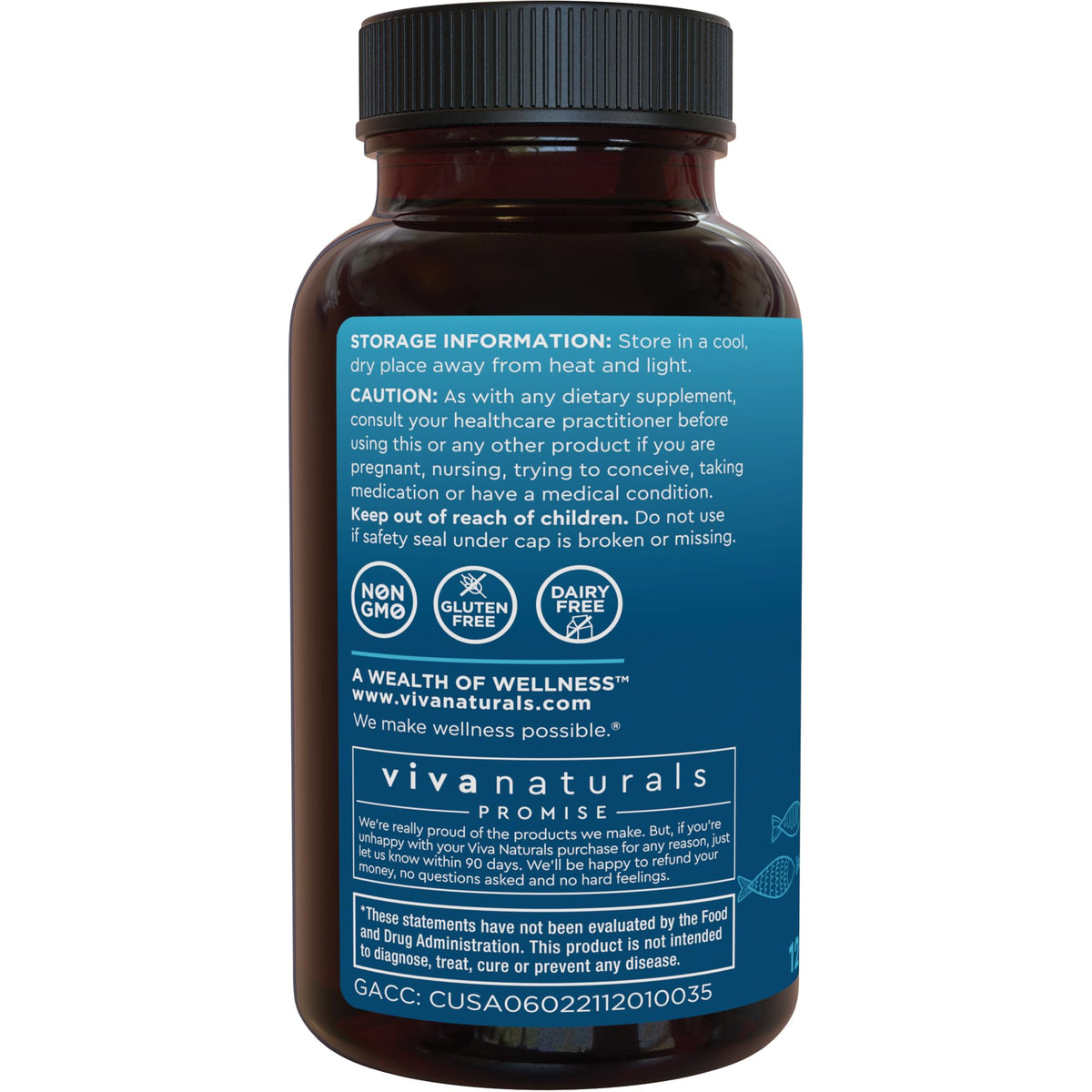 Viva Naturals Huile de Poisson Omega 3 2500 mg boîte ouverte
