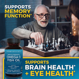 Viva Naturals Huile de Poisson Omega-3 gélules dans une main