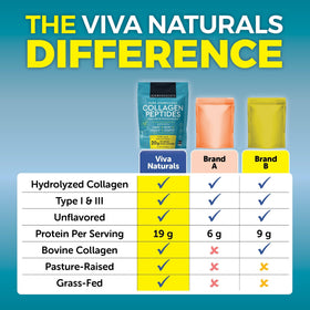 Viva Naturals Poudre de Collagène Peptides 477g avec ingrédients