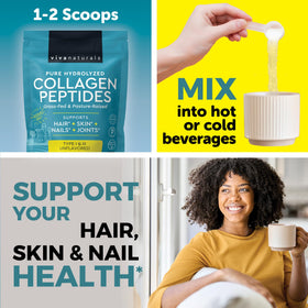 Viva Naturals Poudre de Collagène Peptides 477g sur une table