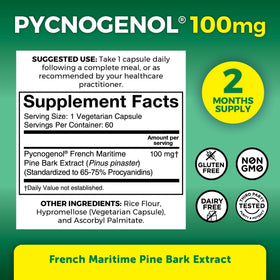 Viva Naturals Pycnogenol 100 mg capsules végétales dans la main