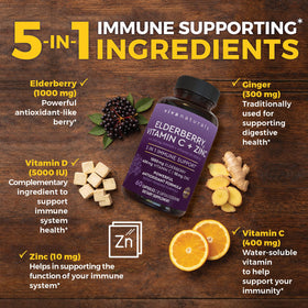Viva Naturals Sureau Noir 1000mg avec ingrédients visibles