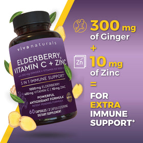 Viva Naturals Sureau Noir 1000mg sur une table en bois