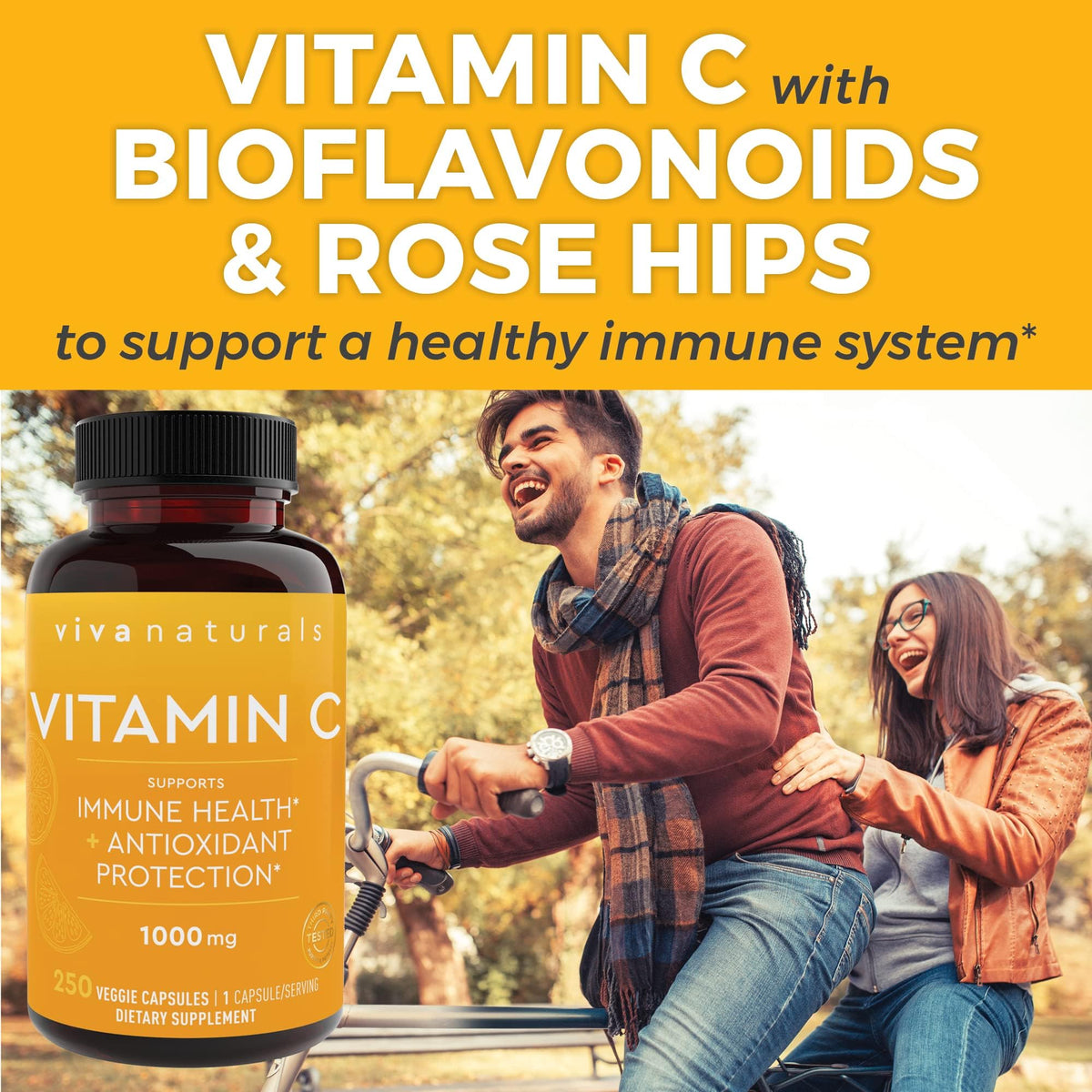 Viva Naturals Vitamine C 1000 mg capsules ouvertes sur une surface