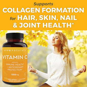 Viva Naturals Vitamine C 1000 mg capsules végétariennes en gros plan