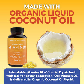Viva Naturals Vitamine D3 5000 IU gélules molles, étiquette du produit