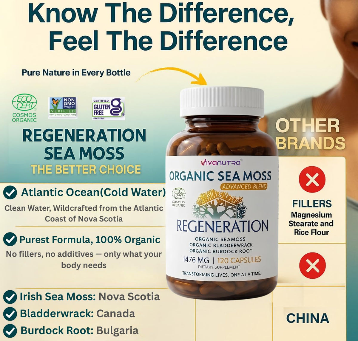 VIVANUTRA mousse de mer bio avec ingrédients listés