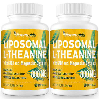 Vivaravida L-Theanine 800mg GABA et Magnésium Glycinate 120 gélules, vue de face