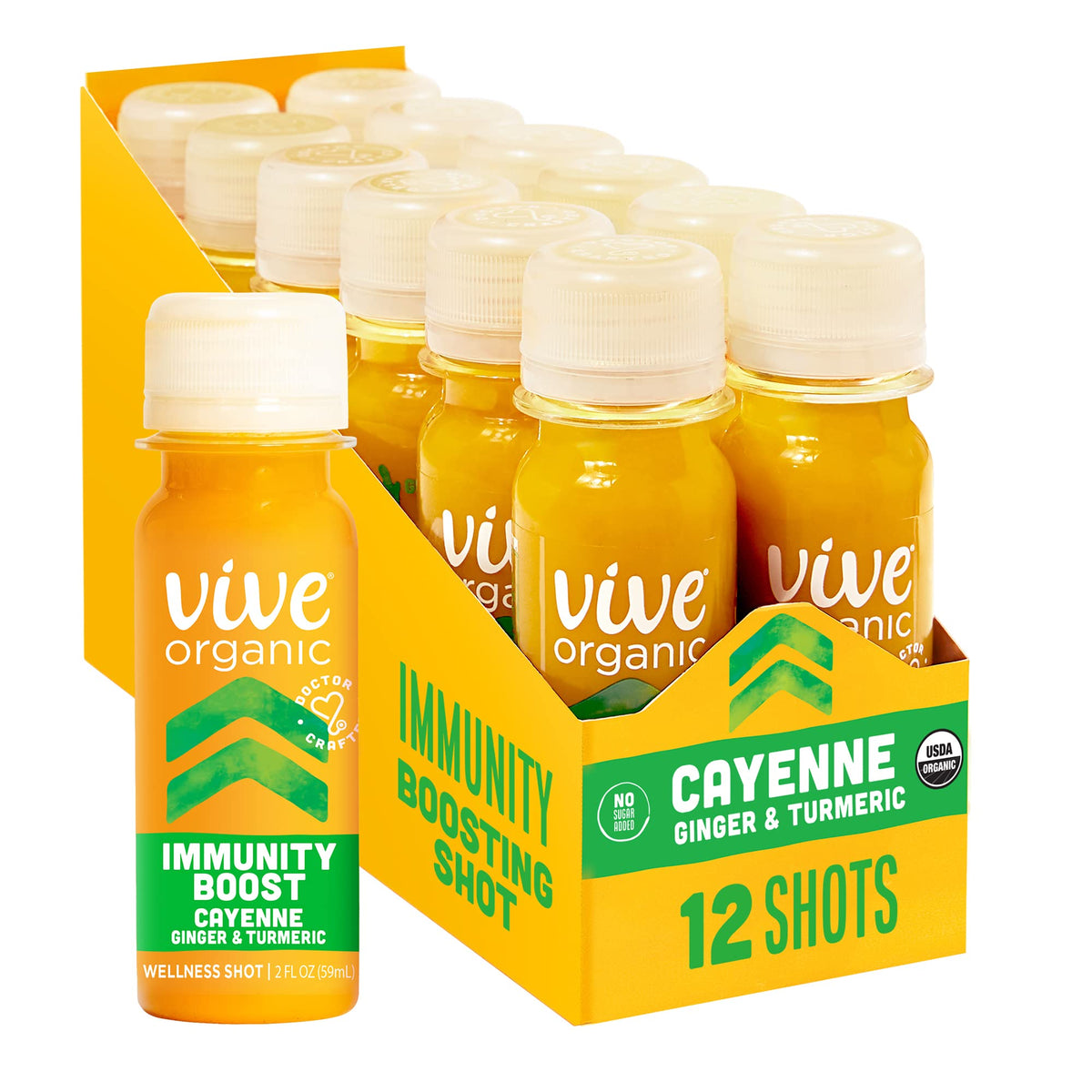 Vive Organic Shot de soutien daily wellness, pack de 12 unités de 60 ml