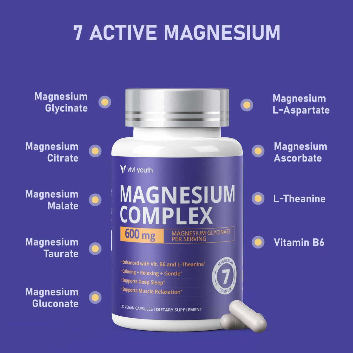 VIVI Youth Magnésium 7 Complex 1600mg ingrédients principaux