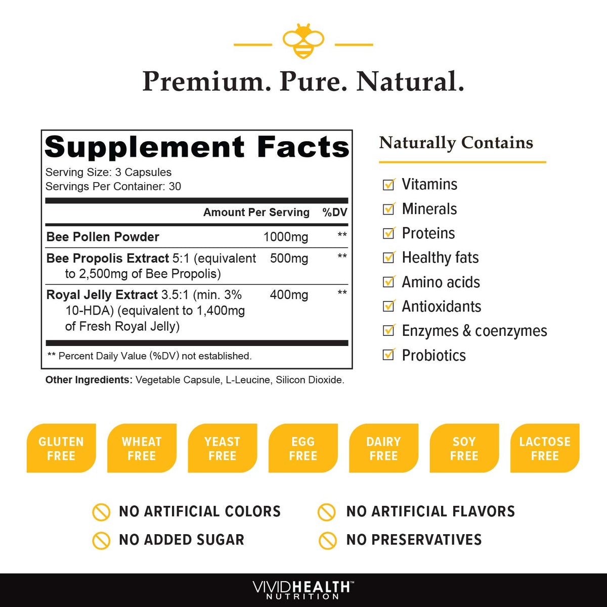 Vivid Health Nutrition Gelée Royale 90 Caps avec des accessoires de santé