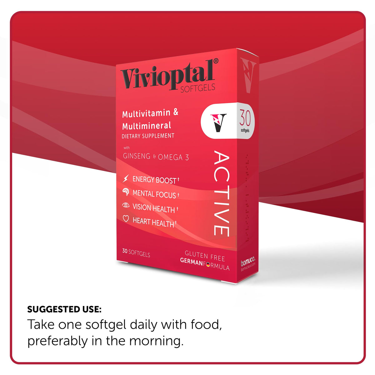 Vivioptal Active 30 gélules, présentation sur une surface neutre
