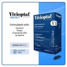 Vivioptal Men, capsules à côté d'un verre d'eau
