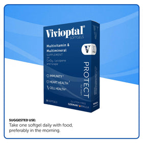 Vivioptal Vitamins arrière de la boîte avec informations nutritionnelles