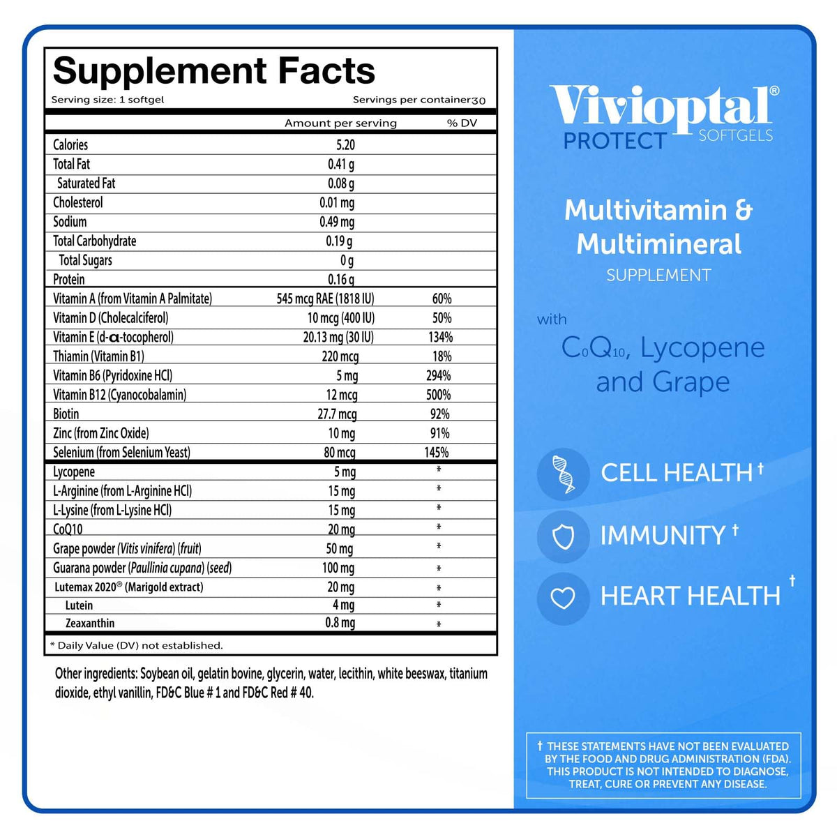 Vivioptal Vitamins capsules sur une surface blanche