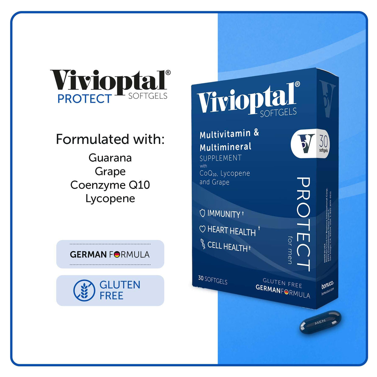 Vivioptal Vitamins flacon ouvert avec capsules en vue
