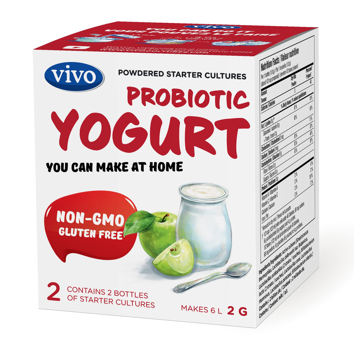 VIVO Starter de Yaourt Probiotique 5 boîtes avec 10 bouteilles