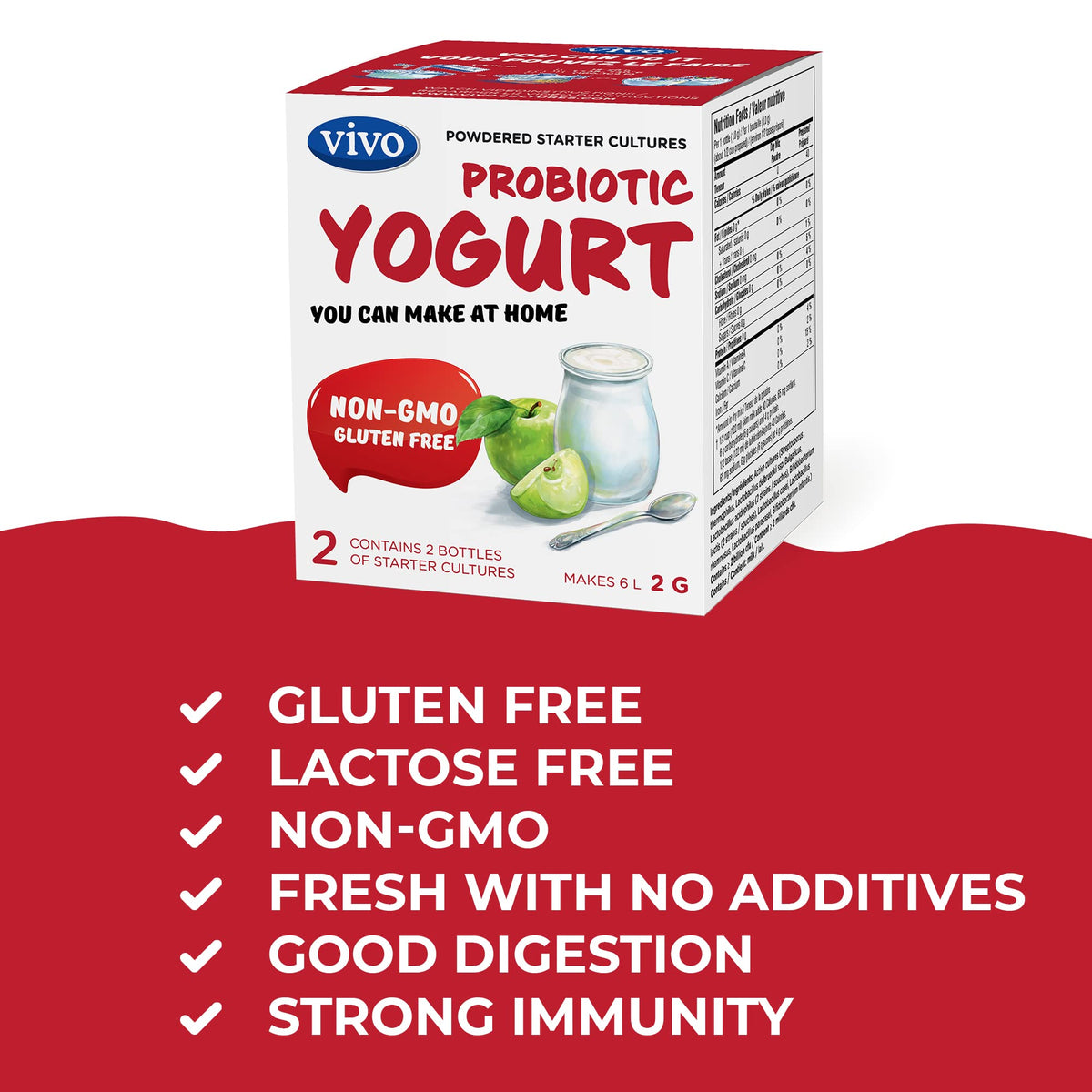 VIVO Starter de Yaourt Probiotique avec instructions