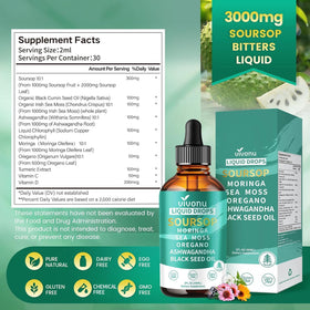 VivoNu 10 en 1 Soursop 3000mg flacon avec gouttes
