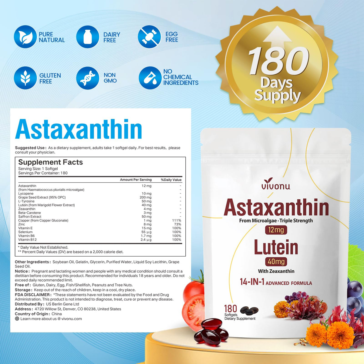 VivoNu Astaxanthine 12mg et Lutéine 40mg gélules en contexte