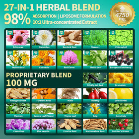 VivoNu capsules 27 en 1 avec ingrédients botaniques visibles