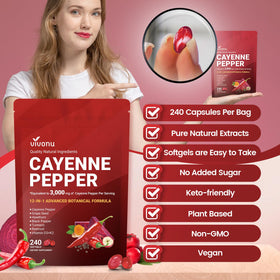 VivoNu complément alimentaire poivre de cayenne avec informations nutritionnelles