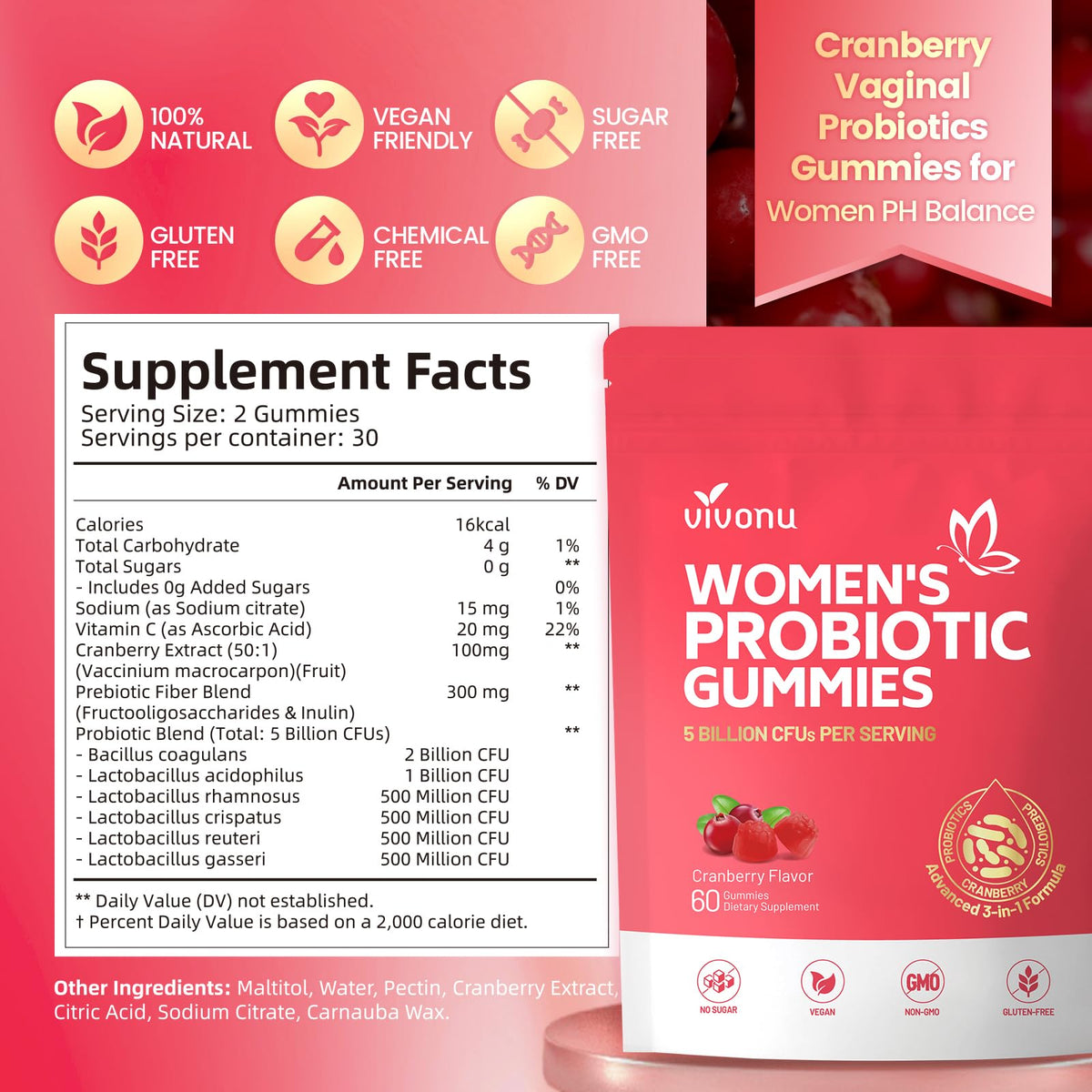 VivoNu gummies avec un verre d'eau à côté