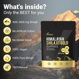 VivoNu Gummies Shilajit 200g avec Ashwagandha en gros plan