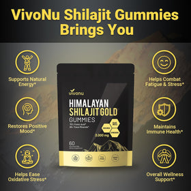 VivoNu Gummies Shilajit 200g avec détails des ingrédients