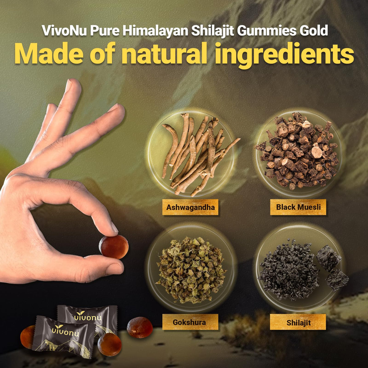 VivoNu Gummies Shilajit 200g en contexte lifestyle