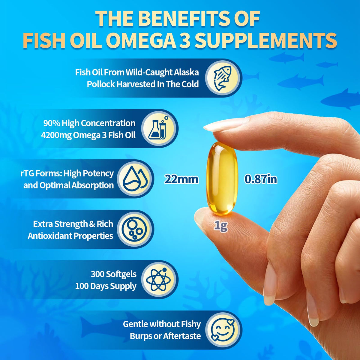 VivoNu Huile de Poisson Omega 3 gélules avec citron
