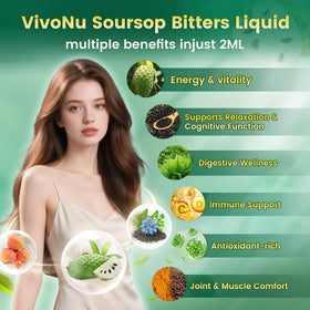 VivoNu Soursop Bitters 3000mg flacon ouvert avec goutteuse