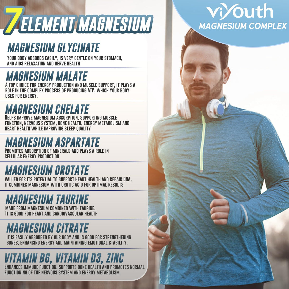 Viyouth Magnésium 7 Complex capsules sur fond blanc