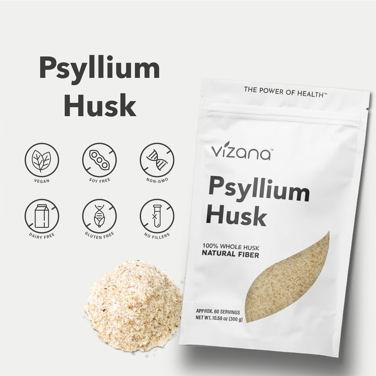 Vizana Nutrition Psyllium Husk 300g informations nutritionnelles