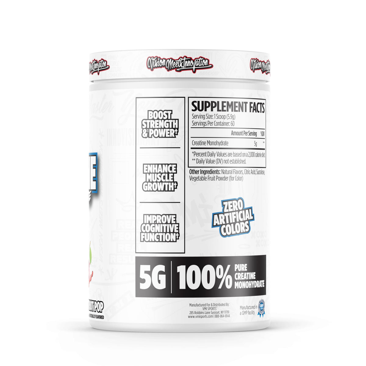 VMI Sports Créatine Monohydrate Poudre en poudre sur une cuillère
