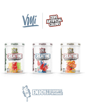 VMI Sports Créatine Monohydrate Poudre vue de dos avec les informations nutritionnelles