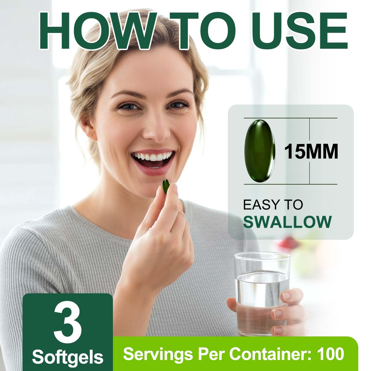 VOGSIG Capsules de Spiruline Chlorella Bio 300 Softgels avec d'autres compléments alimentaires
