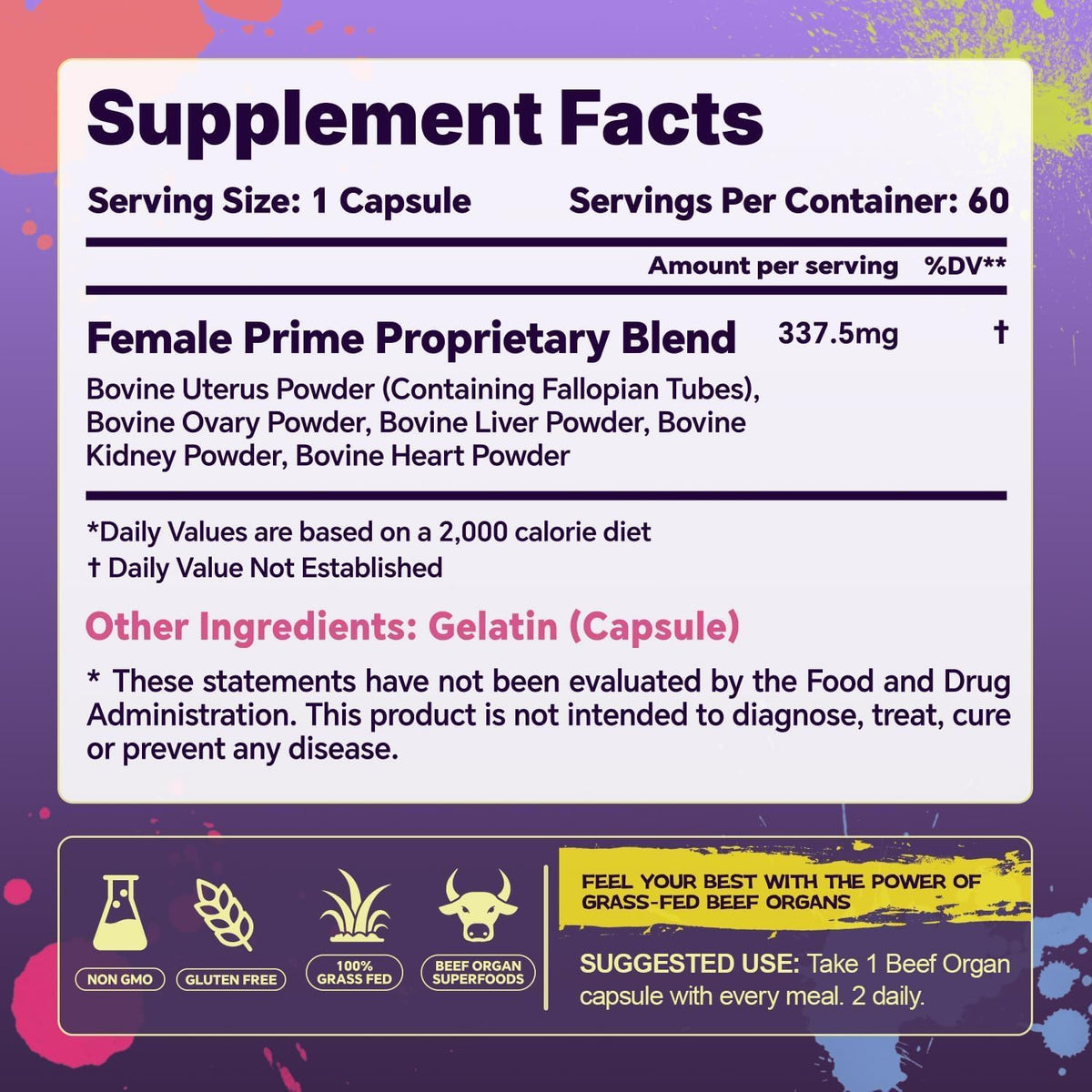 VoloZionX Complément Alimentaire Organes de Bœuf - Dosage