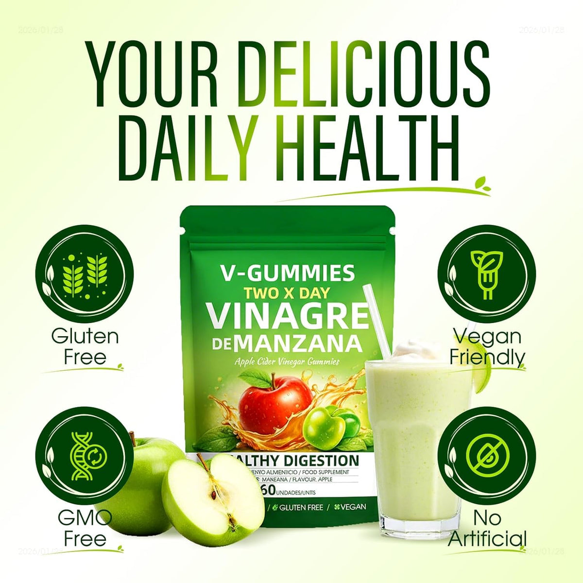Voluglow V-Gummies Vinaigre de Pomme 191g emballage