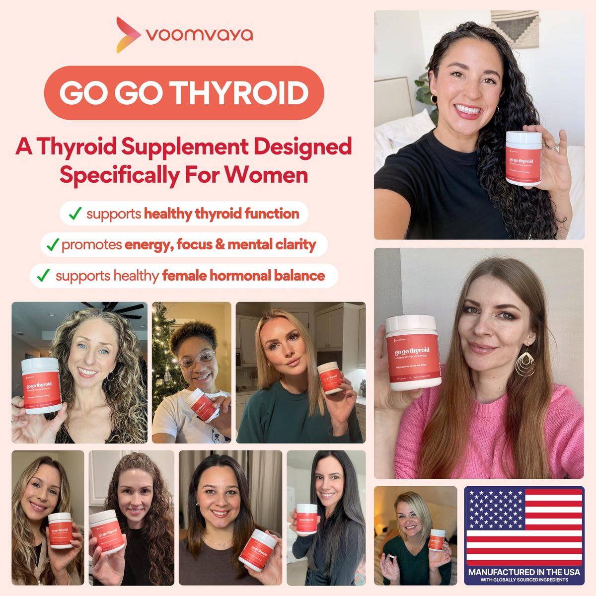 VoomVaya Go Go Thyroid capsules en gros plan
