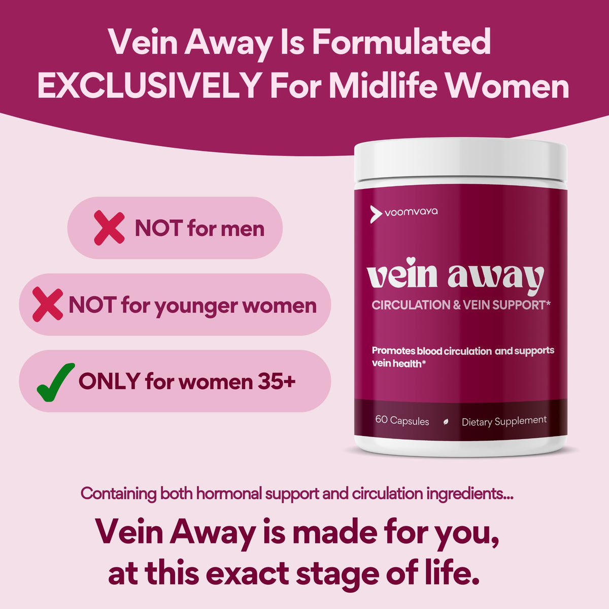 VoomVaya Vein Away étiquette du produit